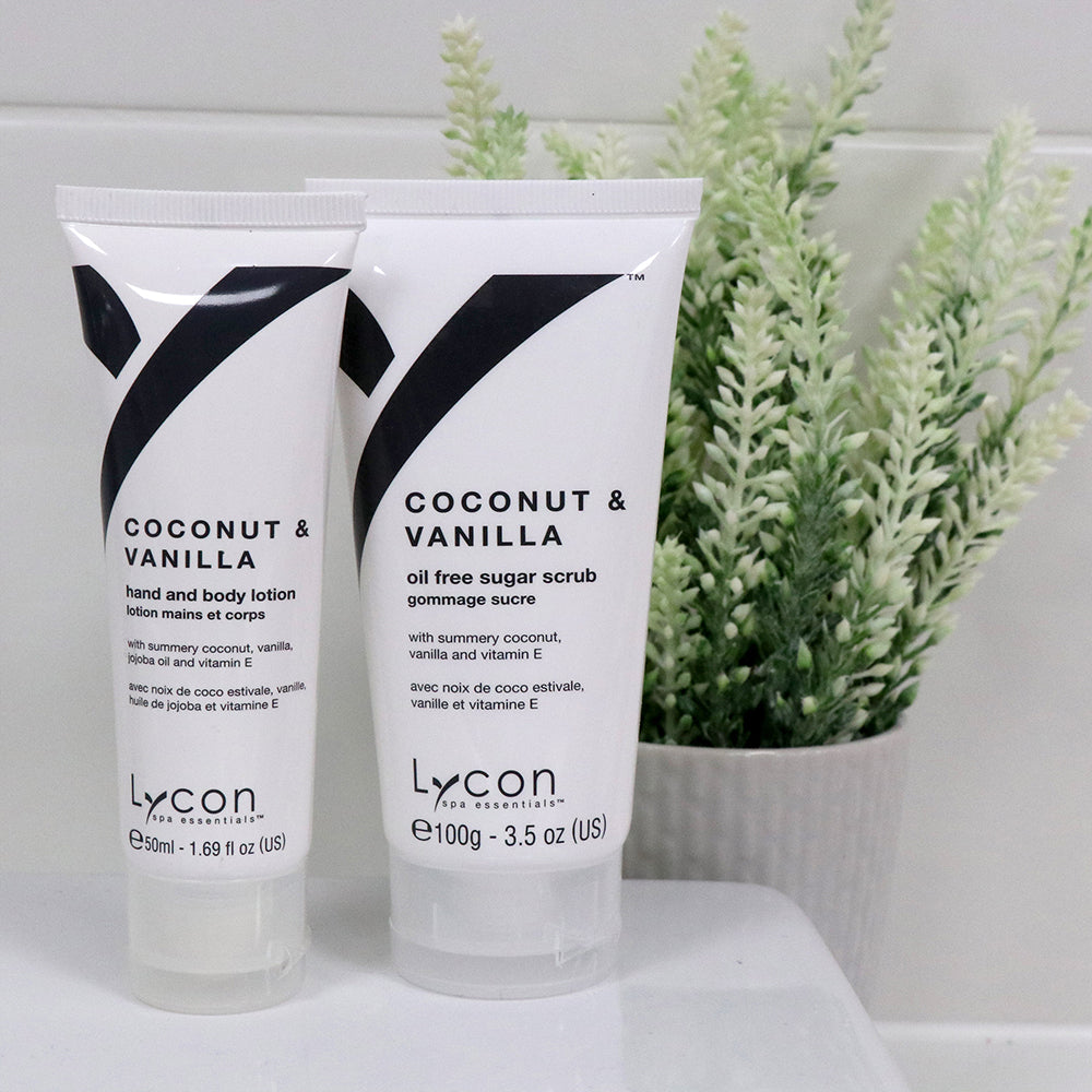 Lycon Coconut & Vanilla Sugar Scrub & Lotion Kit - askderm