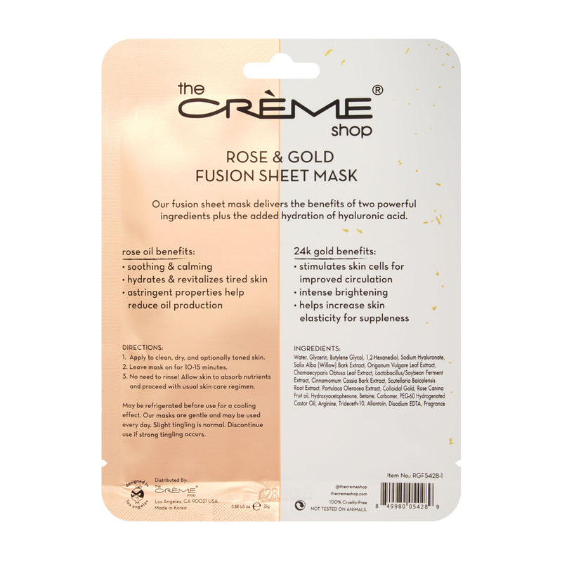 The Crème Shop 2-in-1 Fusion Essence Sheet Mask - 24k Gold + Rose Oil - askderm