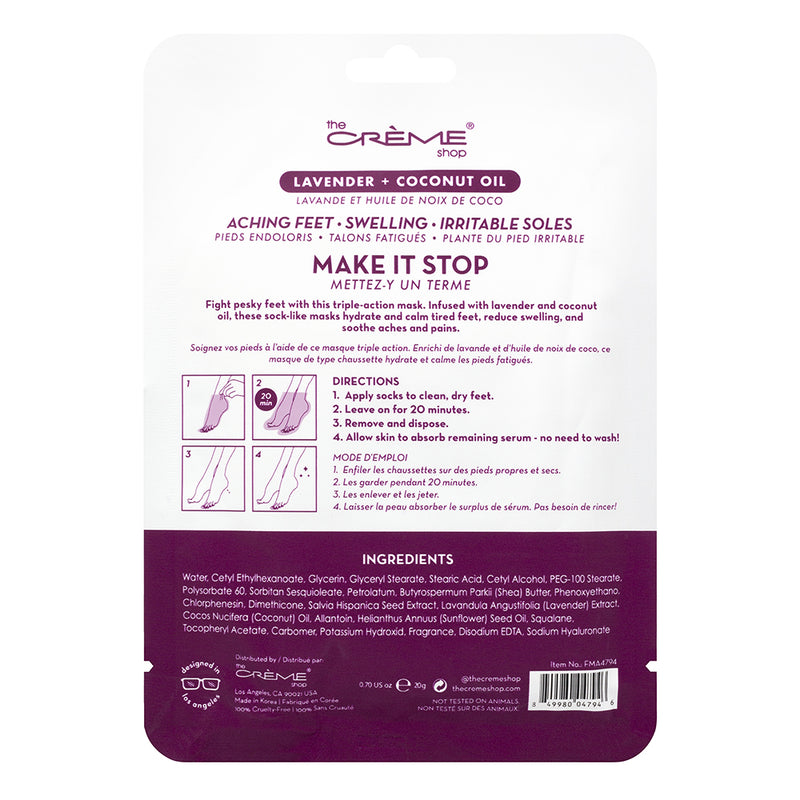 The Crème Shop Soothing & Softening Foot Mask Lavender + Coconut Oil - askderm