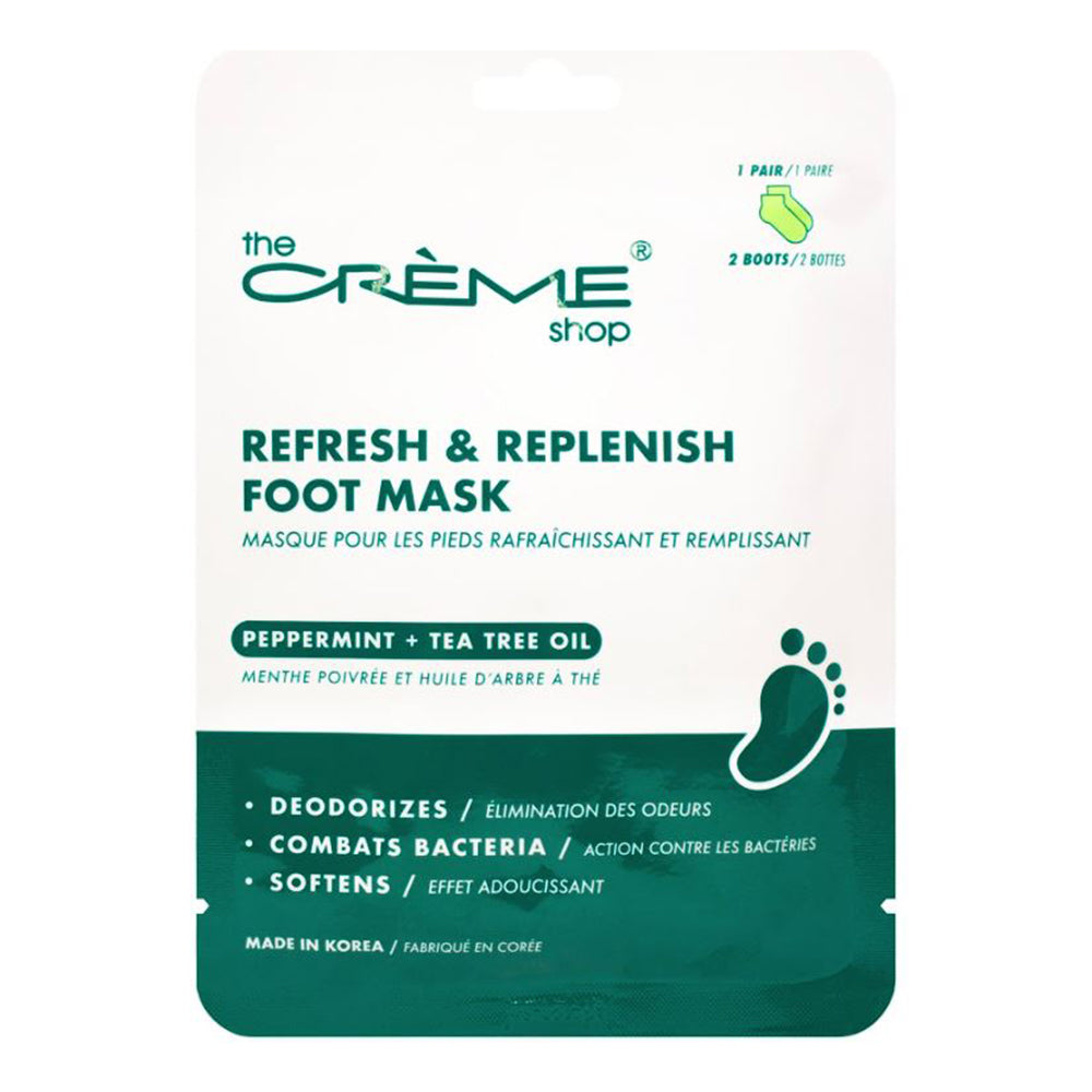 The Crème Shop Refresh & Replenish Foot Mask Peppermint + Tea Tree Oil - askderm