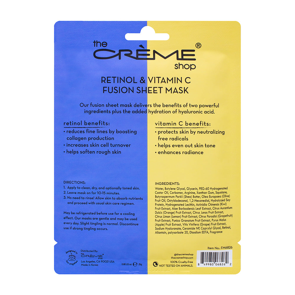 The Crème Shop 2-in-1 Fusion Essence Sheet Mask Retinol + Vitamin C - askderm