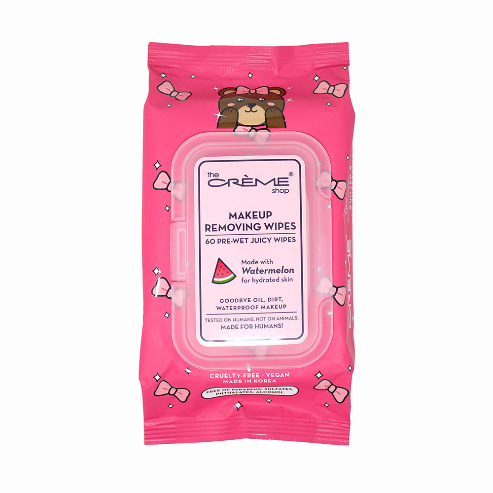 The Crème Shop Makeup Removing Wipes Pink Bear Made w/ Watermelon (for hydrated skin) - askderm