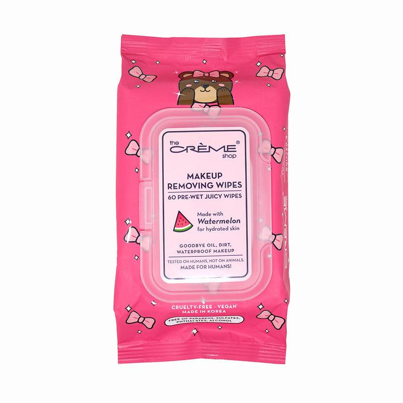 The Crème Shop Makeup Removing Wipes Pink Bear Made w/ Watermelon (for hydrated skin) - askderm